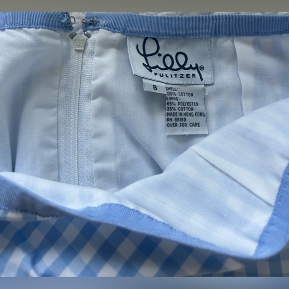 Lilly Pulitzer Blue Flower Bouquet/Checker Print Skirt - Picture 2 of 5